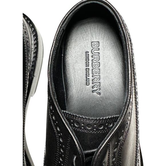 BURBERRY Men\'s Black Leather Wingtip Brogue Oxford Lace Up Dress Shoes 41.5 NEW main image 8